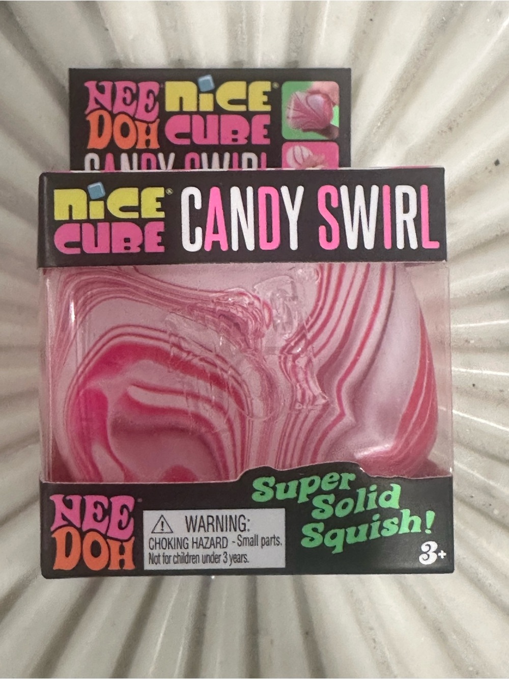 Schylling authentic Needoh Nice Cube Candy Swirl Super Solid Squish - Pink